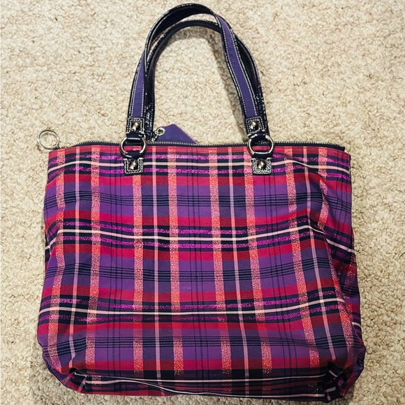 Coach Poppy Tartan Plaid Limited Edition Large Tote - Picture 2 of 4